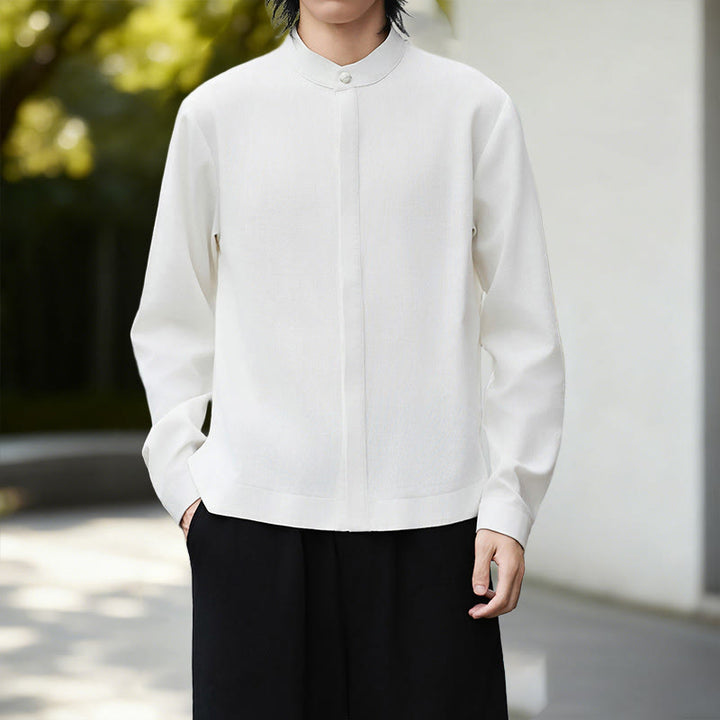 Buddha Stones Solid Color Open Front Long Sleeve Corduroy Jacket Men's Kimono Cotton Linen Shirt - White Shirt - US/UK/AU46，EU56 (5XL) - image 23