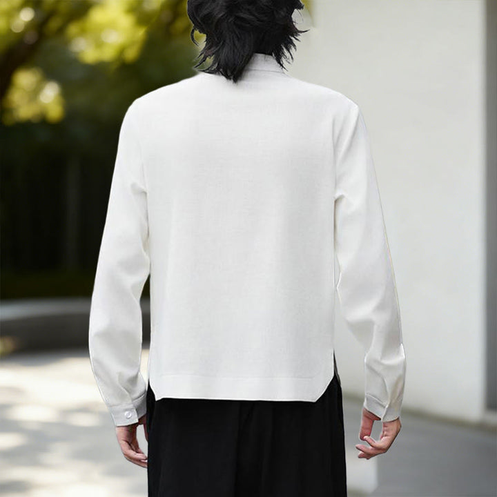 Buddha Stones Solid Color Open Front Long Sleeve Corduroy Jacket Men's Kimono Cotton Linen Shirt - image 24