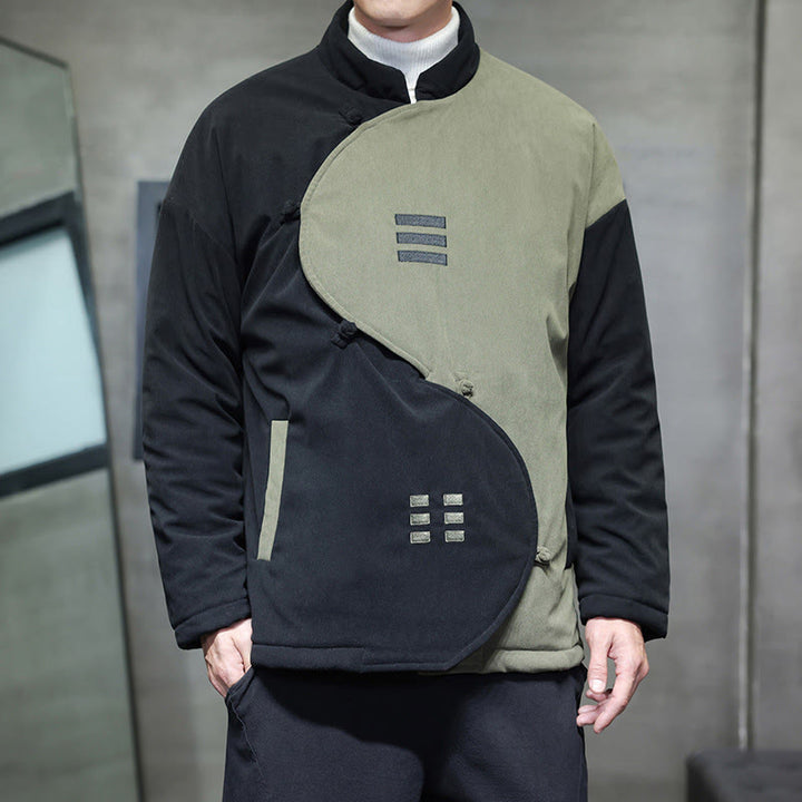 Buddha Stones Winter Yin Yang Tai Chi Corduroy Long Sleeve Men's Jacket With Pockets - DarkSeaGreen - US/UK/AU46，EU56 (5XL) - image 11