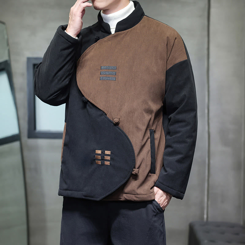 Buddha Stones Winter Yin Yang Tai Chi Corduroy Long Sleeve Men's Jacket With Pockets - image 4