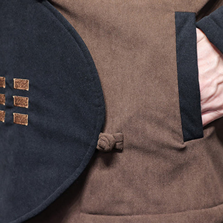 Buddha Stones Winter Yin Yang Tai Chi Corduroy Long Sleeve Men's Jacket With Pockets - image 10