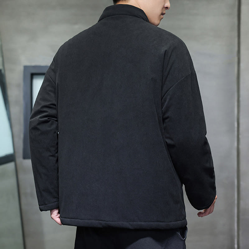 Buddha Stones Winter Yin Yang Tai Chi Corduroy Long Sleeve Men's Jacket With Pockets - image 14