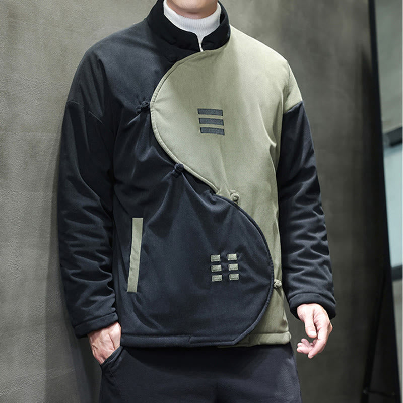 Buddha Stones Winter Yin Yang Tai Chi Corduroy Long Sleeve Men's Jacket With Pockets - image 12