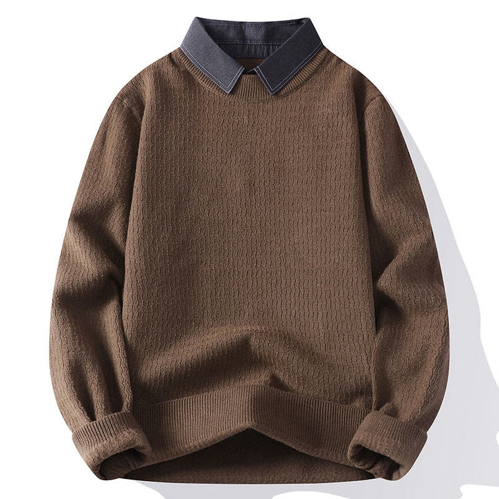 Buddha Stones Winter Stand Collar Design Warm Men's Long Sleeve Knitted Sweater - Sienna - US/UK/AU44，EU54 (4XL) - image 0