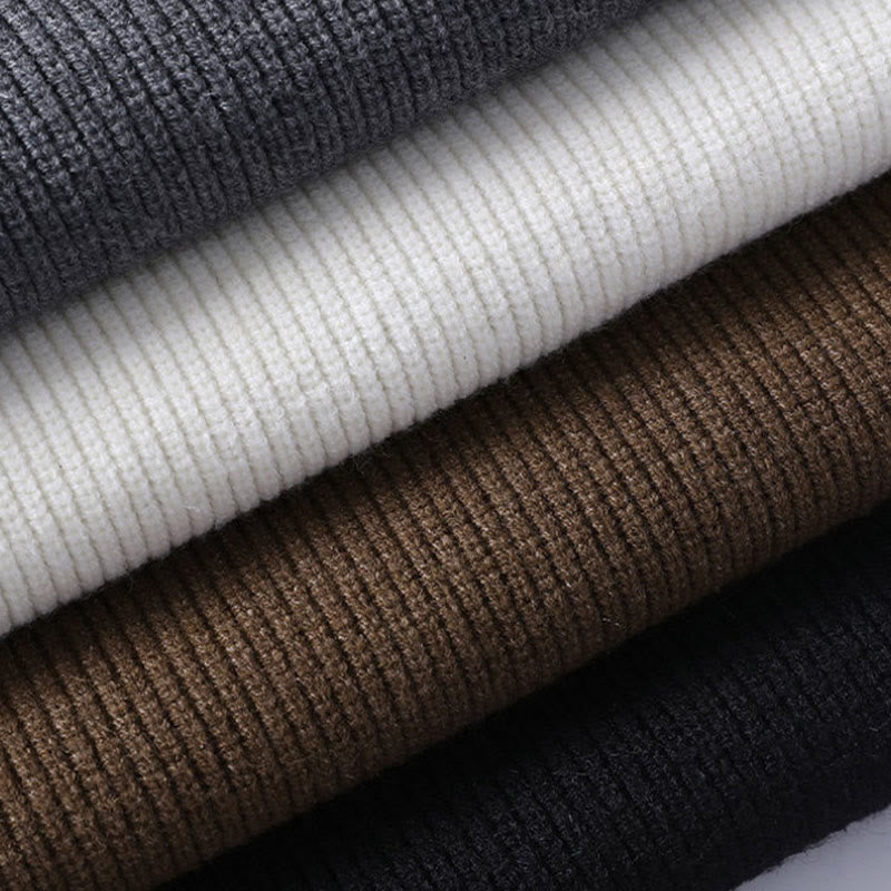 Buddha Stones Winter Black Stand Collar Design Warm Men's Long Sleeve Knitted Sweater - image 11