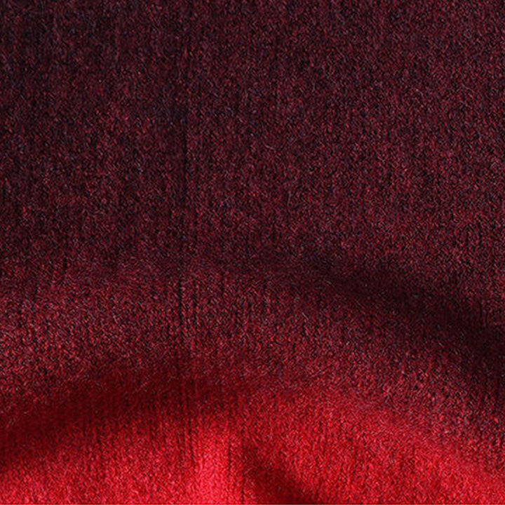 Buddha Stones Winter Stand Collar Gradient Color Design Warm Men's Long Sleeve Knitted Sweater - image 6