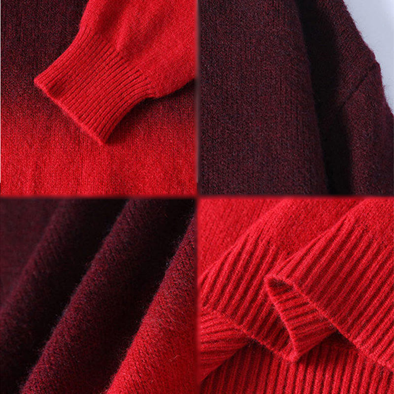 Buddha Stones Winter Stand Collar Gradient Color Design Warm Men's Long Sleeve Knitted Sweater - image 9