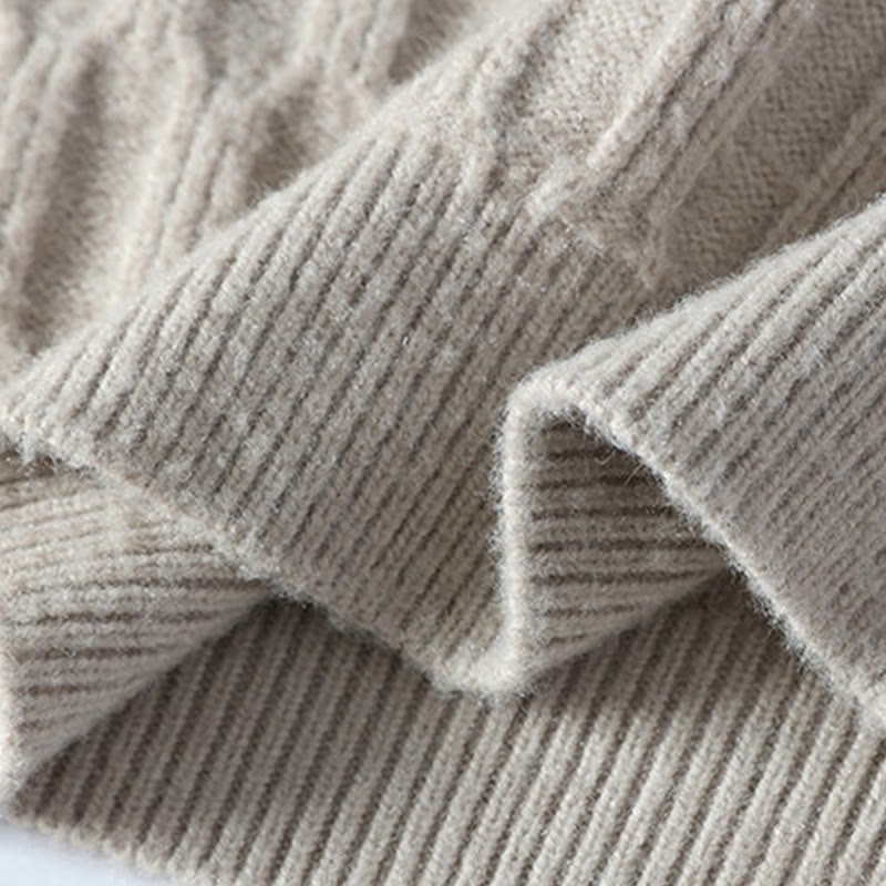 Buddha Stones Winter Black Stand Collar Lines Design Warm Men's Long Sleeve Knitted Sweater - image 7