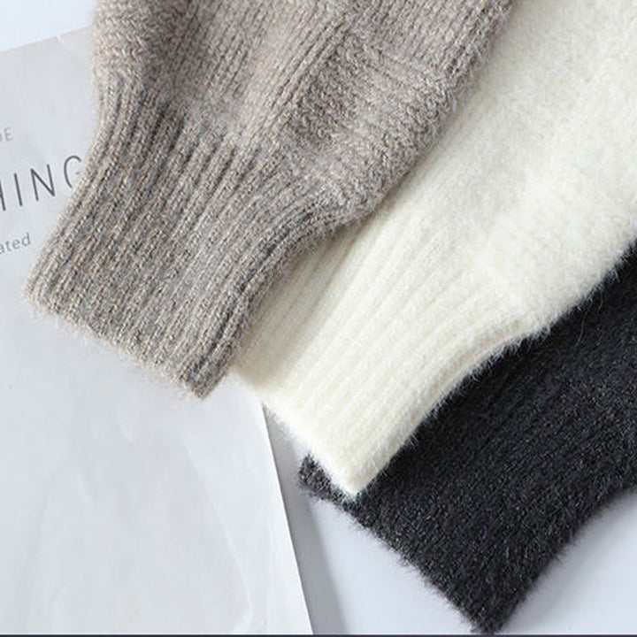 Buddha Stones Winter Black Stand Collar Plaid Pattern Warm Men's Long Sleeve Knitted Sweater - image 8