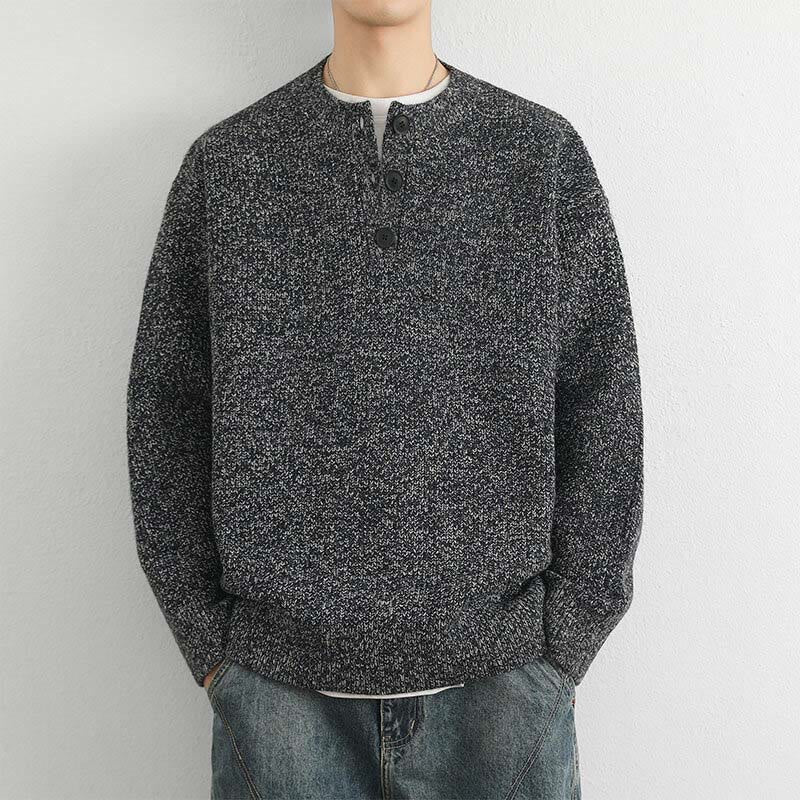 Buddha Stones Winter V-Neck Buttons Ribbed Design Warm Men's Long Sleeve Knitted Sweater - DarkGray - US/UK/AU42，EU52 (3XL) - image 18