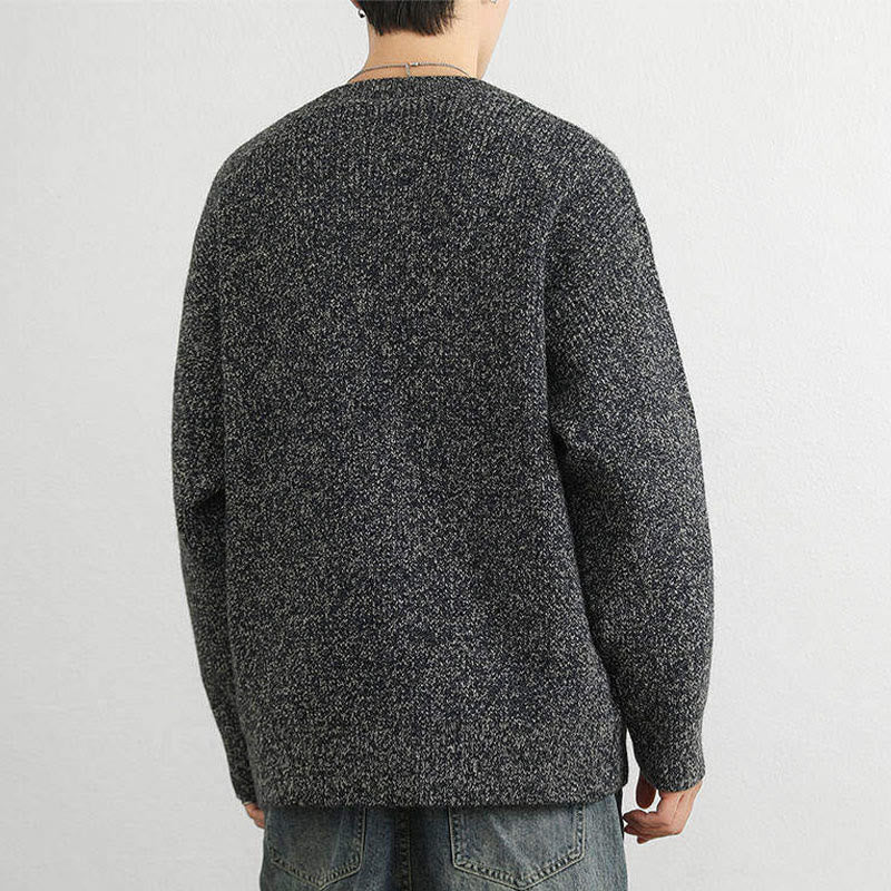 Buddha Stones Winter V-Neck Buttons Ribbed Design Warm Men's Long Sleeve Knitted Sweater - image 21