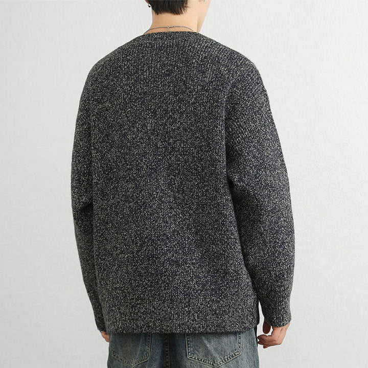 Buddha Stones Winter V-Neck Buttons Ribbed Design Warm Men's Long Sleeve Knitted Sweater - image 21