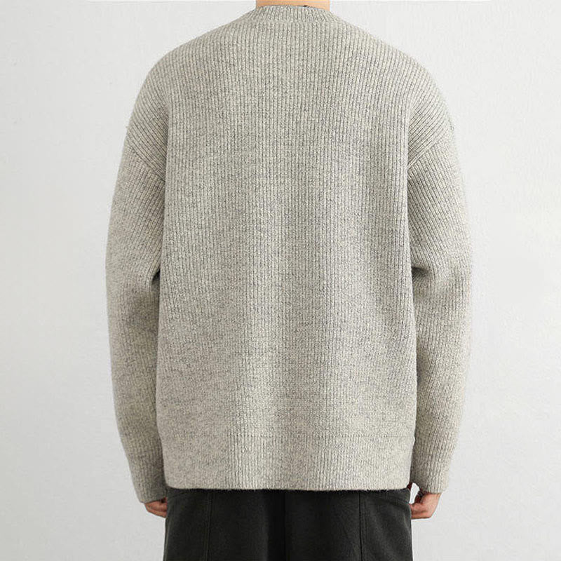 Buddha Stones Winter V-Neck Buttons Ribbed Design Warm Men's Long Sleeve Knitted Sweater - image 8