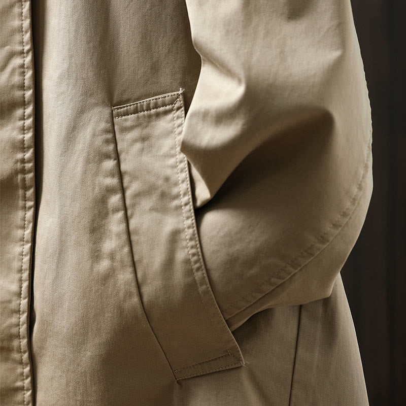 Buddha Stones Fall Buttons Long Sleeve Mid-length Cotton Women's Jacket With Pockets - image 9