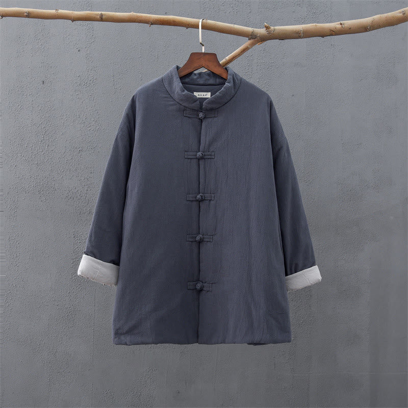 Buddha Stones Winter Solid Frog-Button Long Sleeve Cotton Women's Thermal Jacket With Pockets - image 31