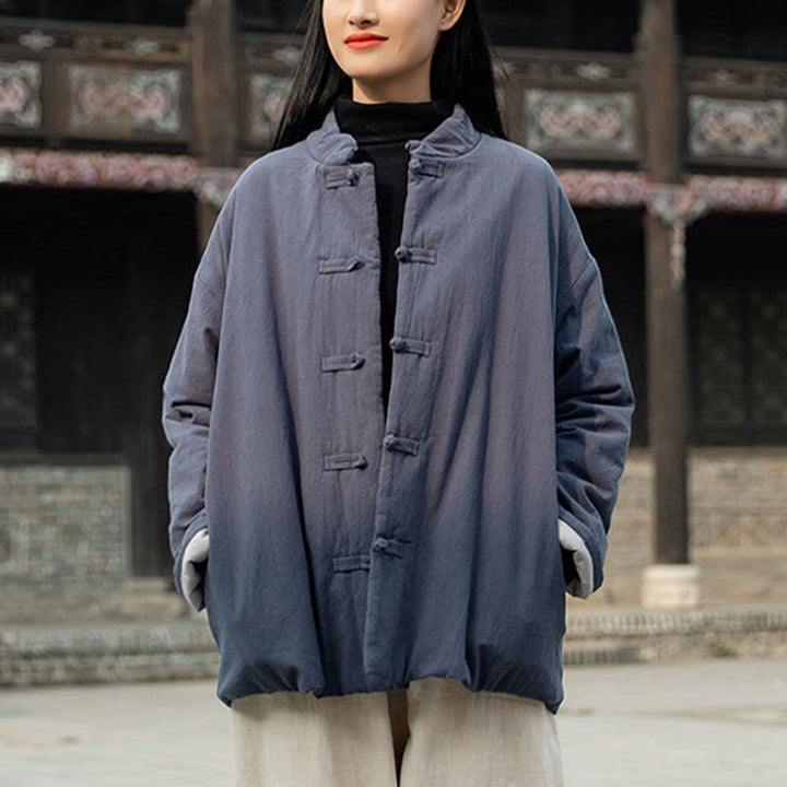 Buddha Stones Winter Solid Frog-Button Long Sleeve Cotton Women's Thermal Jacket With Pockets - image 30