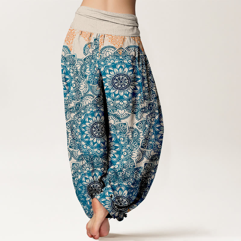 Buddha Stones Cotton Triangular Mandala Patterns Women's Elastic Waist Harem Pants - image 6