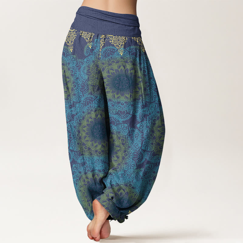 Buddha Stones Pure Cotton Triangular Mandala Patterns Women's Elastic Waist Harem Pants - image 10