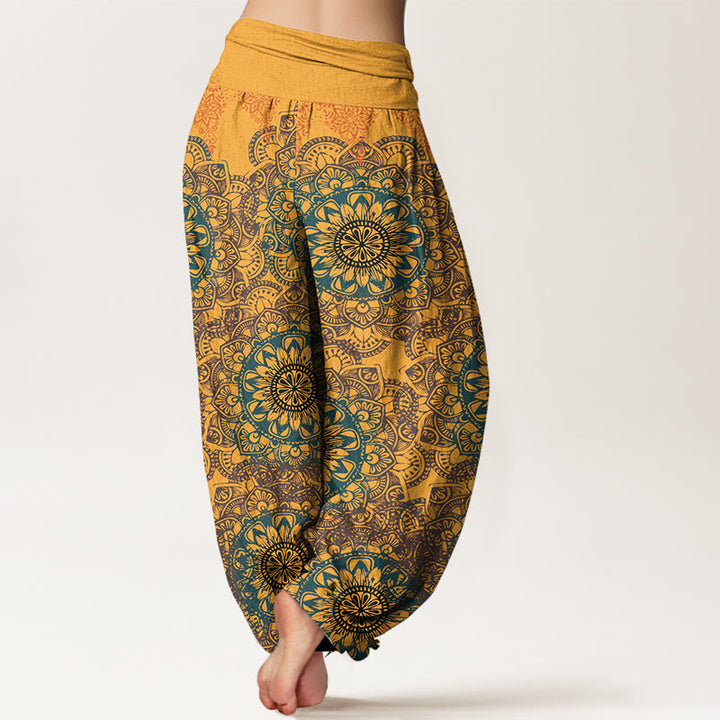 Buddha Stones Cotton Triangular Mandala Patterns Women's Elastic Waist Harem Pants - image 12