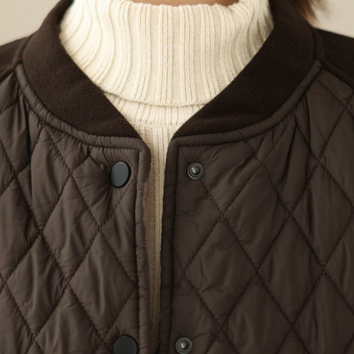 Buddha Stones Diamond Pattern Women's Long Sleeve Thickened Jacket With Pockets - image 6