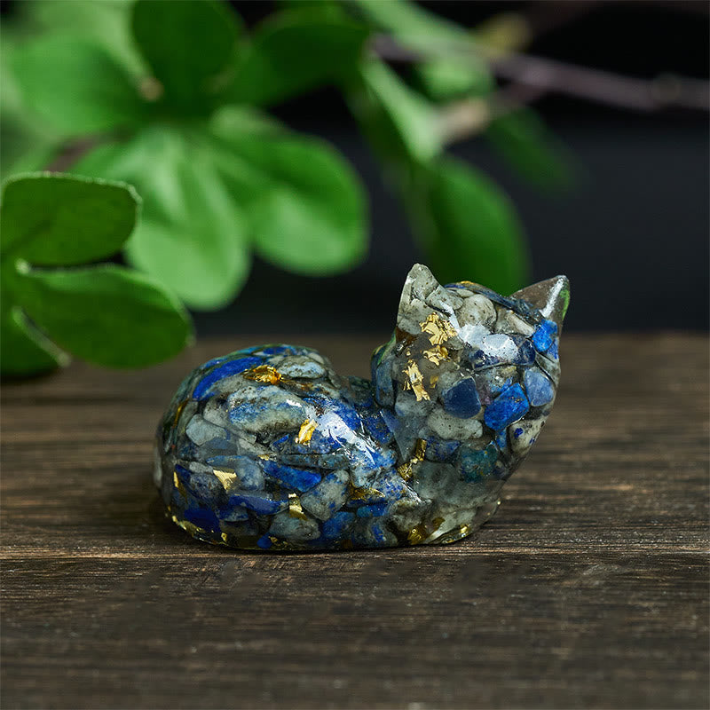 Buddha Stones Crystal Chip Epoxy Resin Small Cat Positive Decoration  - image 1
