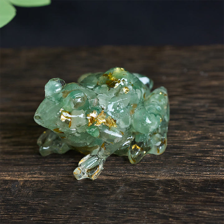 Buddha Stones Crystal Drip Resin Small Frog Passion Decoration Statue - Green Aventurine (65*55*38mm) - image 11