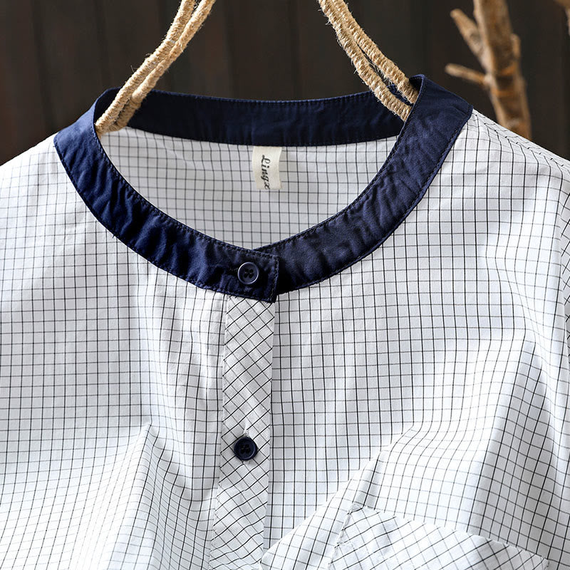 Buddha Stones Plaid Contrasting Buttons Down Long Sleeve Women's Cotton Shirt - image 7