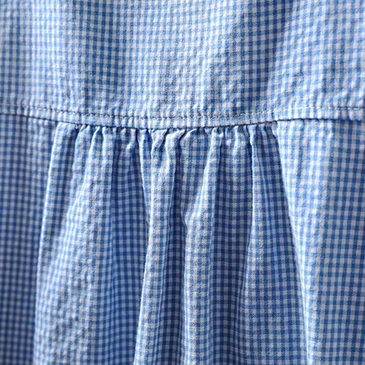 Buddha Stones Spring Small Plaid Buttons Down Long Sleeve Women's Cotton Shirt - image 5