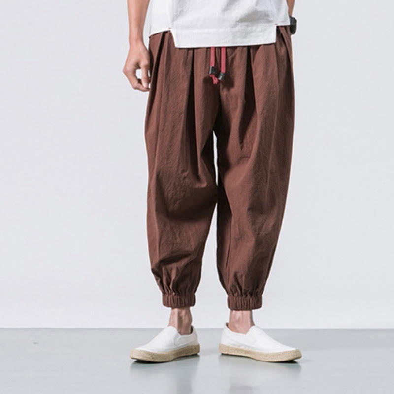 Buddha Stones Casual Sports Men's Solid Color Cotton Drawstring Pants With Pockets - image 30