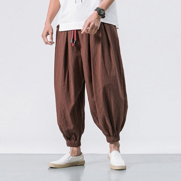 Buddha Stones Casual Sports Men's Solid Color Cotton Drawstring Pants With Pockets - image 31