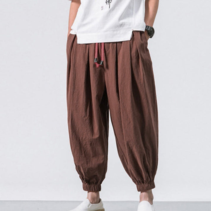 Buddha Stones Casual Sports Men's Solid Color Cotton Drawstring Pants With Pockets - image 35