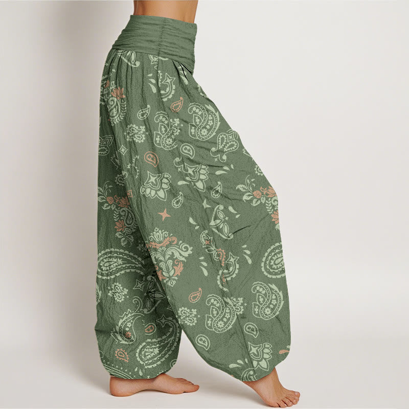 Buddha Stones Cotton Vintage Paisley Pattern Women's Elastic Waist Harem Pants - image 2