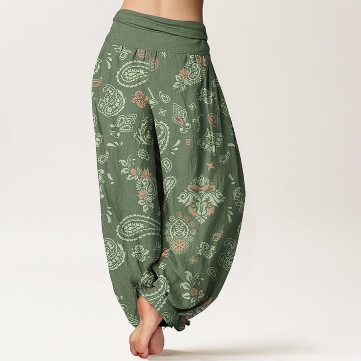 Buddha Stones Cotton Vintage Paisley Pattern Women's Elastic Waist Harem Pants - image 1