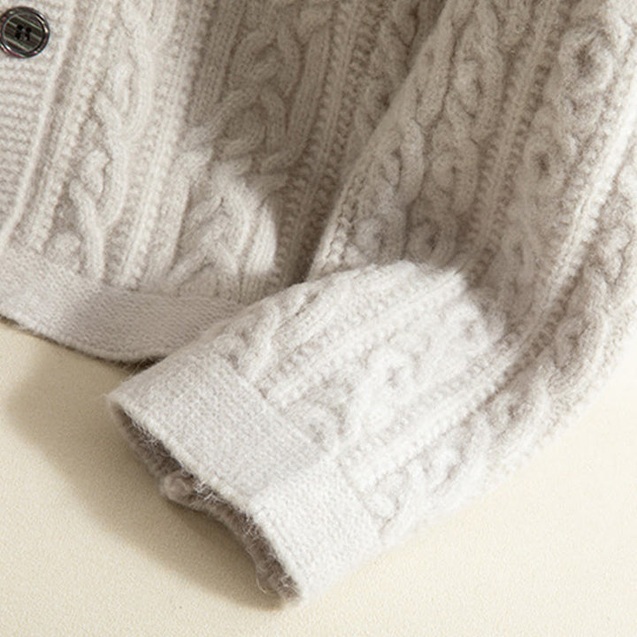 Buddha Stones Casual Winter Twisted Buttons Design Cotton Women's Long Sleeve Knitted Cardigan - image 42