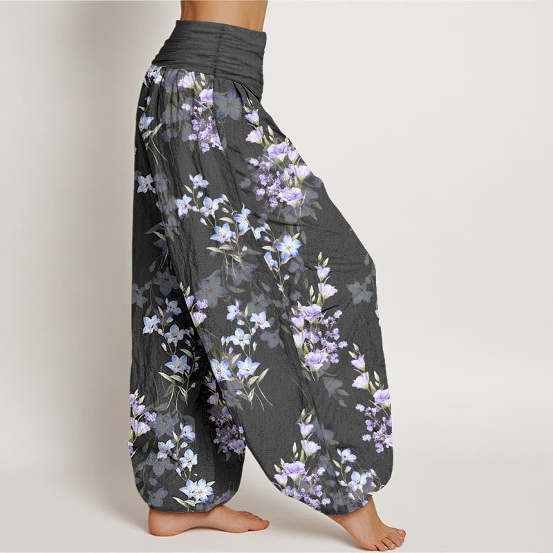 Buddha Stones Cotton Star Shaped Trumpet Shaped Flowers Pattern Women's Elastic Waist Harem Pants - image 2