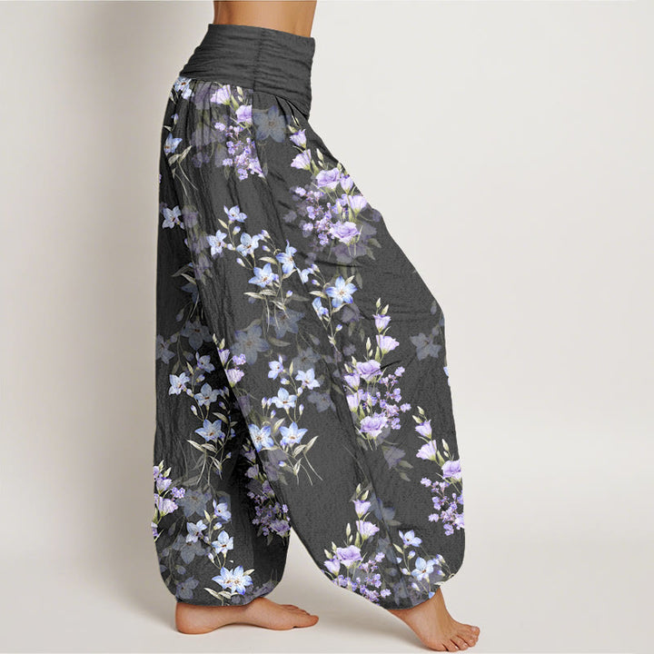 Buddha Stones Cotton Star Shaped Trumpet Shaped Flowers Pattern Women's Elastic Waist Harem Pants - image 2