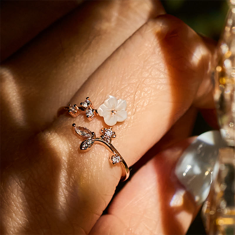 Buddha Stones White Flower Design Adjustable Healing Copper Ring - image 6