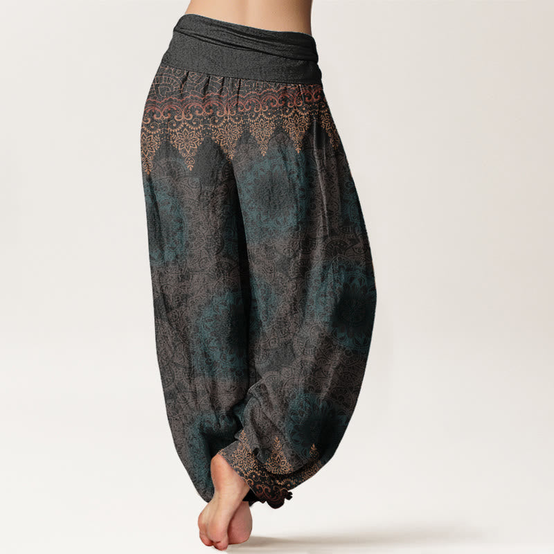 Buddha Stones Cotton Triangular Mandala Patterns Women's Elastic Waist Harem Pants - image 15