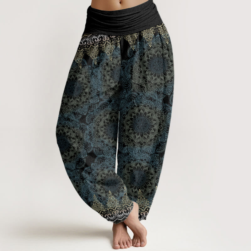Buddha Stones Cotton Triangular Mandala Patterns Women's Elastic Waist Harem Pants - Black - US22，UK/AU26，EU54 (6XL) - image 16