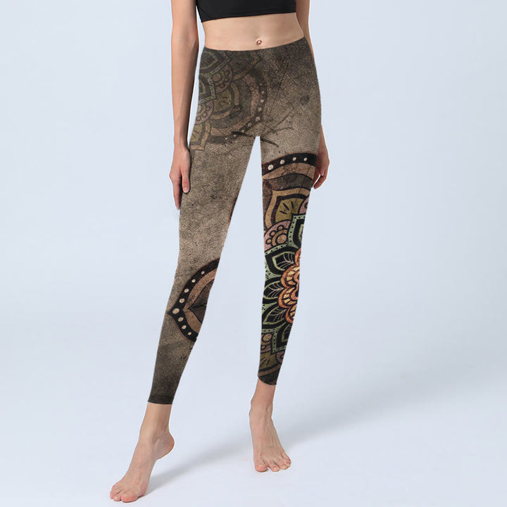 Buddha Stones Mandala Print Design Gym Leggings Women's Yoga Pants - image 5