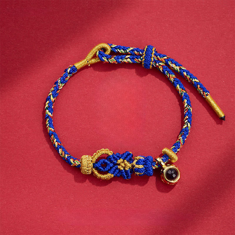 Buddha Stones String Projection Stone Hand-woven Buddha Knots Connection Bracelet - Blue(Wrist Circumference: 14-23 cm) - image 4