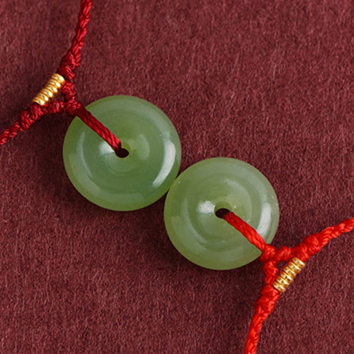 Buddha Stones Natural Hetian Jade Peace Buckle String Abundance Bracelet Anklet - image 12