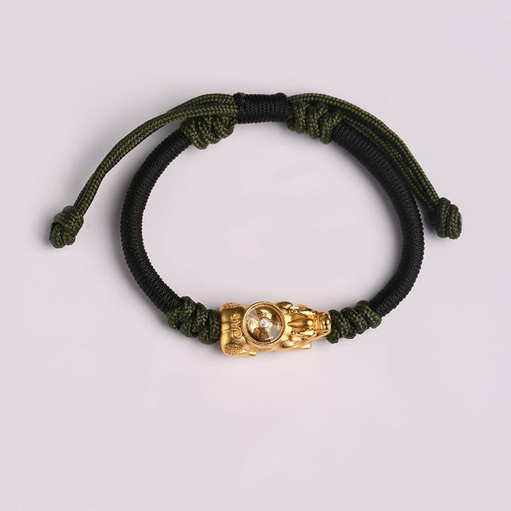 Buddha Stones Pi Xiu Wealth Luck Hand-woven Rope Bracelet - Black Green Rope(Wrist Circumference:14-24cm) - image 9