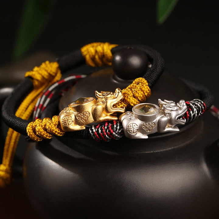 Buddha Stones Pi Xiu Wealth Luck Hand-woven Rope Bracelet - image 0