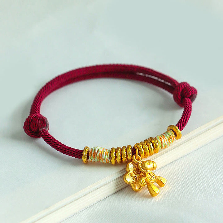 Buddha Stones Year Of The Horse Flower Charm Red String Connection Handmade Bracelet - image 9