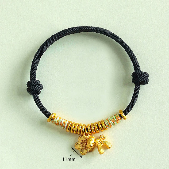 Buddha Stones Year Of The Horse Flower Charm Red String Connection Handmade Bracelet - image 14