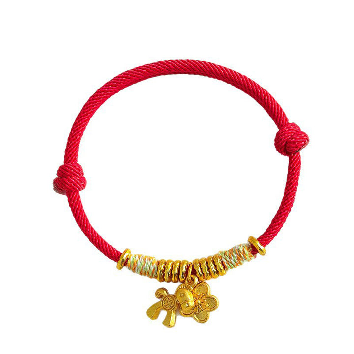 Buddha Stones Year Of The Horse Flower Charm Red String Connection Handmade Bracelet - image 4