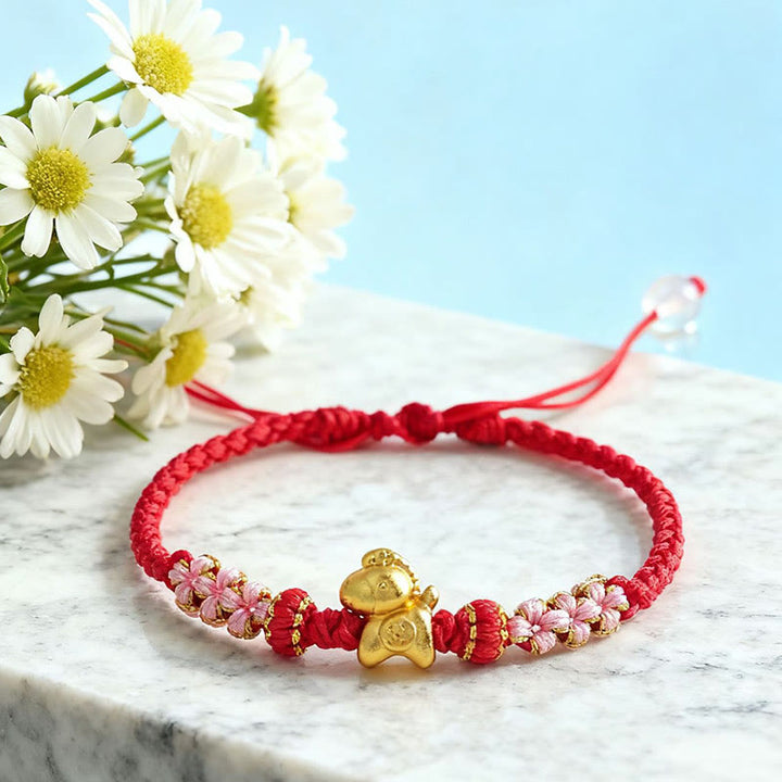 Buddha Stones Year Of The Horse Multicolored String Peach Blossom Knot Red String Luck Bracelet - image 5
