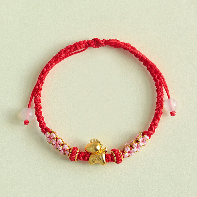 Buddha Stones Year Of The Horse Multicolored String Peach Blossom Knot Red String Luck Bracelet - image 2