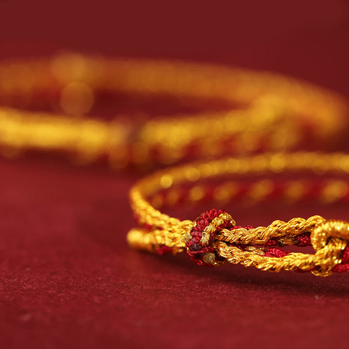 Buddha Stones 999 Gold Beads Year Of The Horse Double Wrap Golden Red String Luck Bracelet - image 13